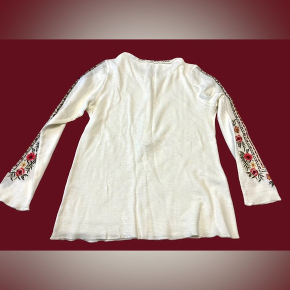 Sundance Off White Embroidered Long Sleeve 1/2 Button Cotton Size Small - Picture 4 of 7